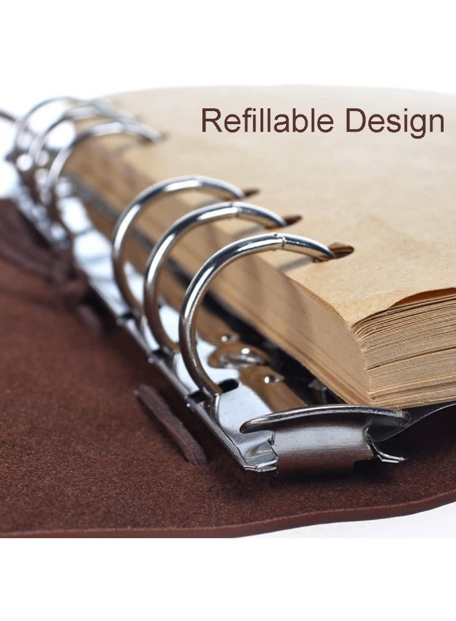 A6 دفتر ملاحظات جلدي عتيق، دفتر ملاحظات جلدي قابل لإعادة التعبئة بحجم ، مجلد حلزوني مع 160 صفحة من ورق الكرافت، دفتر ملاحظات جلدي مرن للسفر يمكن تخصيصه حسب الرغبة - Image 5